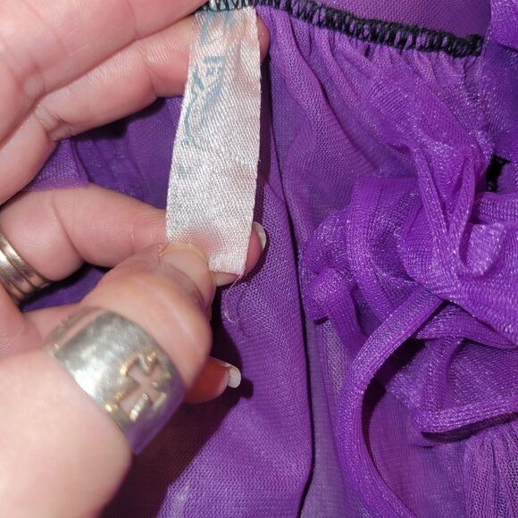 Vintage Union Made ILGWU Purple Sheer Ruffle Sleeve House Coat Robe M - Picture 13 of 13